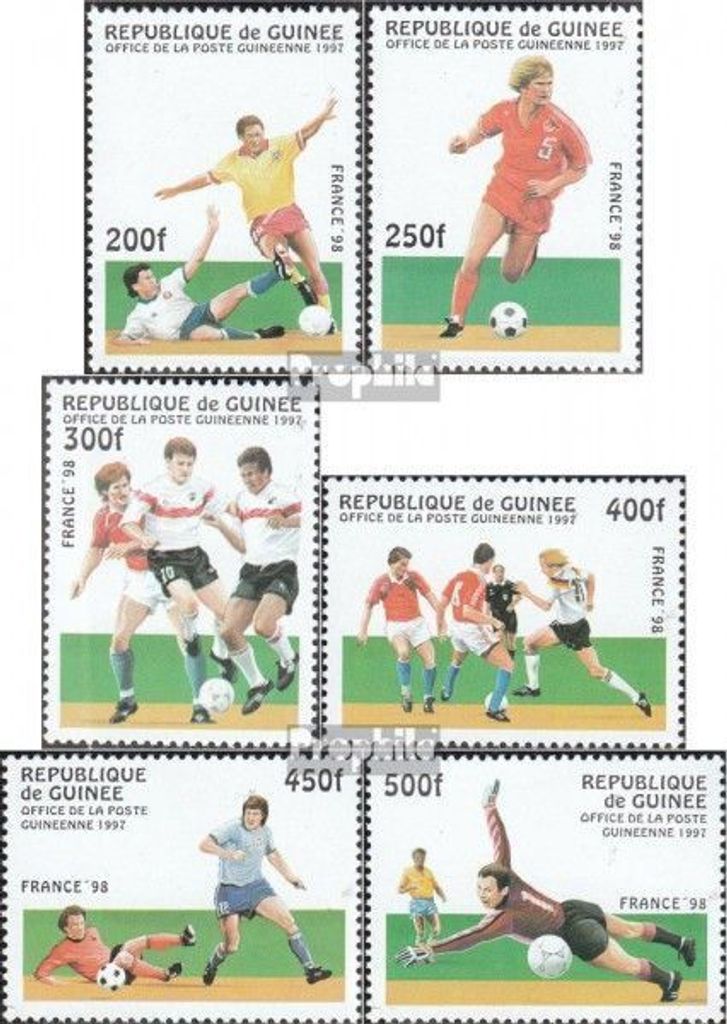 Briefmarken Guinea 1997 Mi 1617-1622 (kompl.Ausg.) postfrisch Fußball-WM in Frankreich