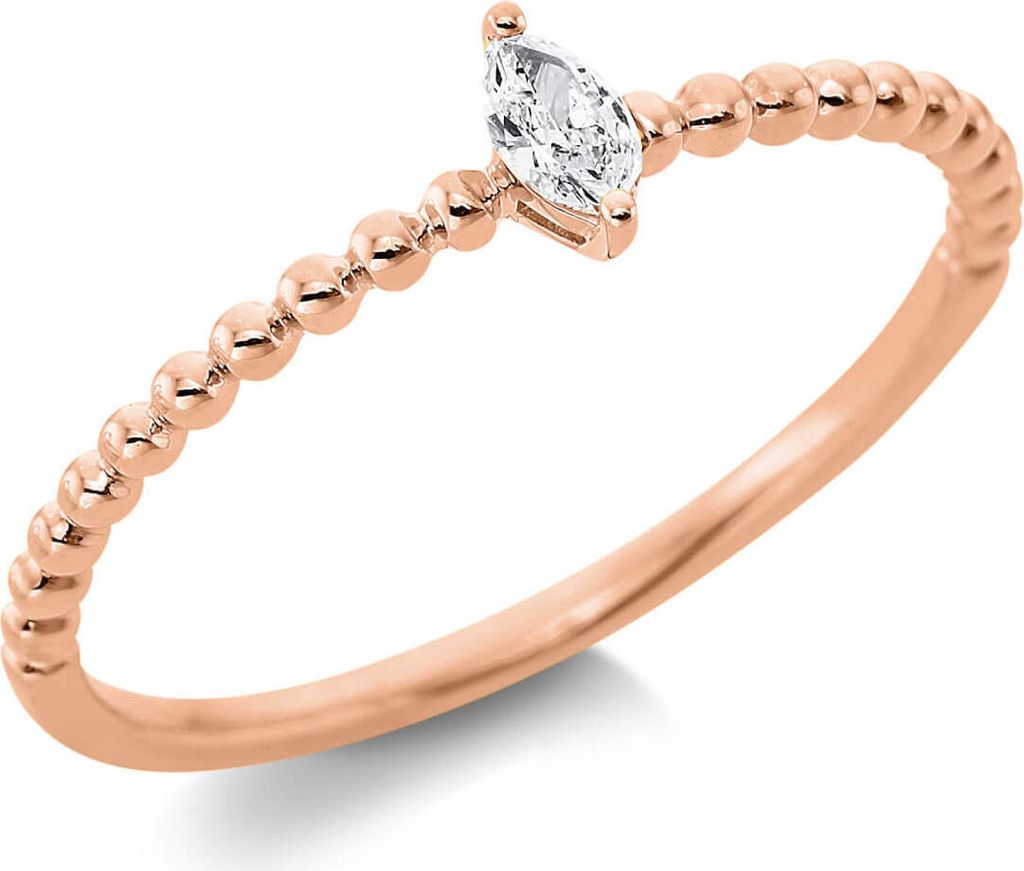 Solitaire Ring aus 750 Rotgold Diamant Navette-Schliff Produktbild 
