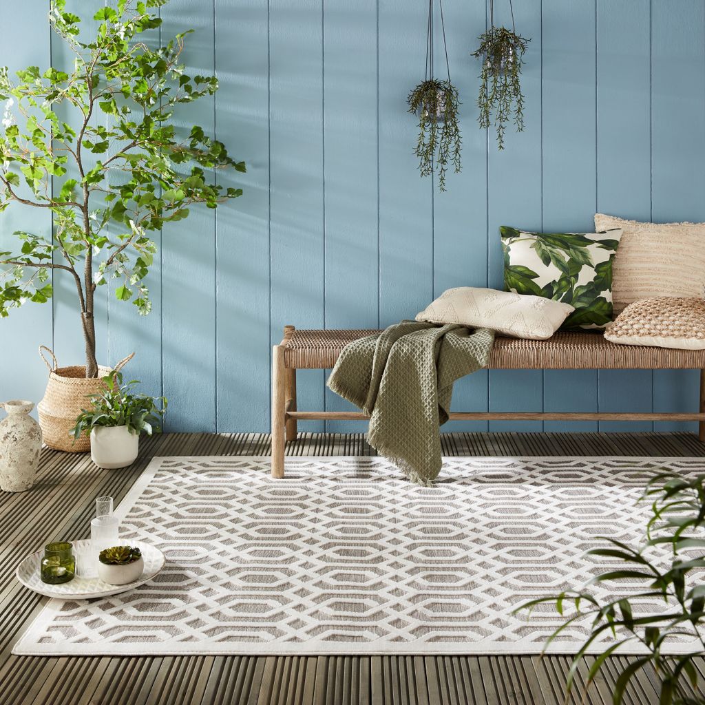 Wetterbeständiger Teppich "Stour Adam" in Geometrie-Optik. 80x150 cm | Kadima Design