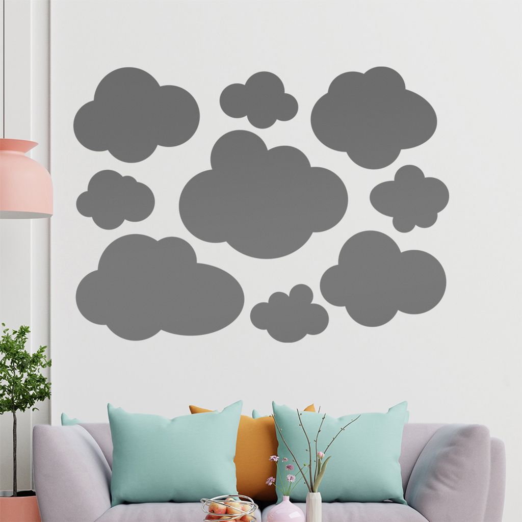 KIWISTAR Wolken frei plazierbar Wandtattoo in 6 Größen - Wandaufkleber Wall Sticker - Dekoration, Küche, Wohnzimmer, Schlafzimmer, Badezimmer