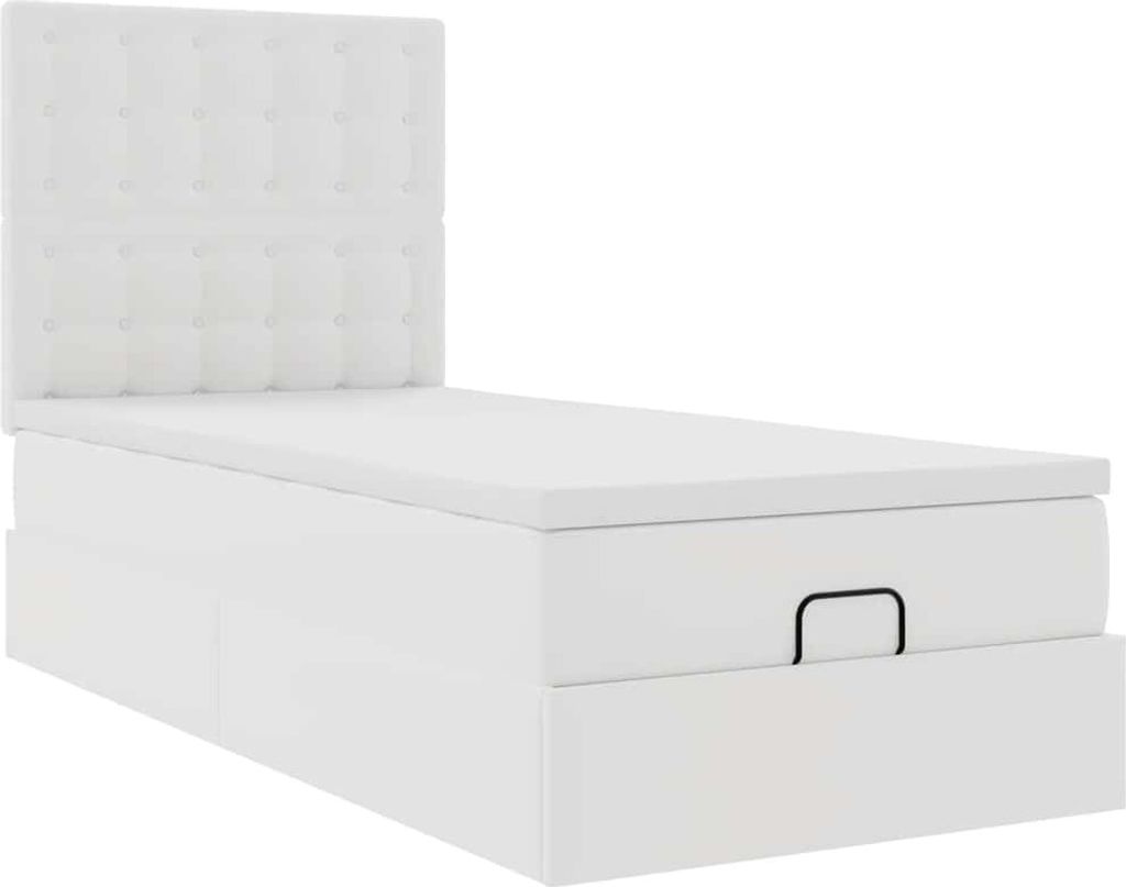 Ottoman-Bett mit Matratze Weiß 80x200 cm Kunstleder