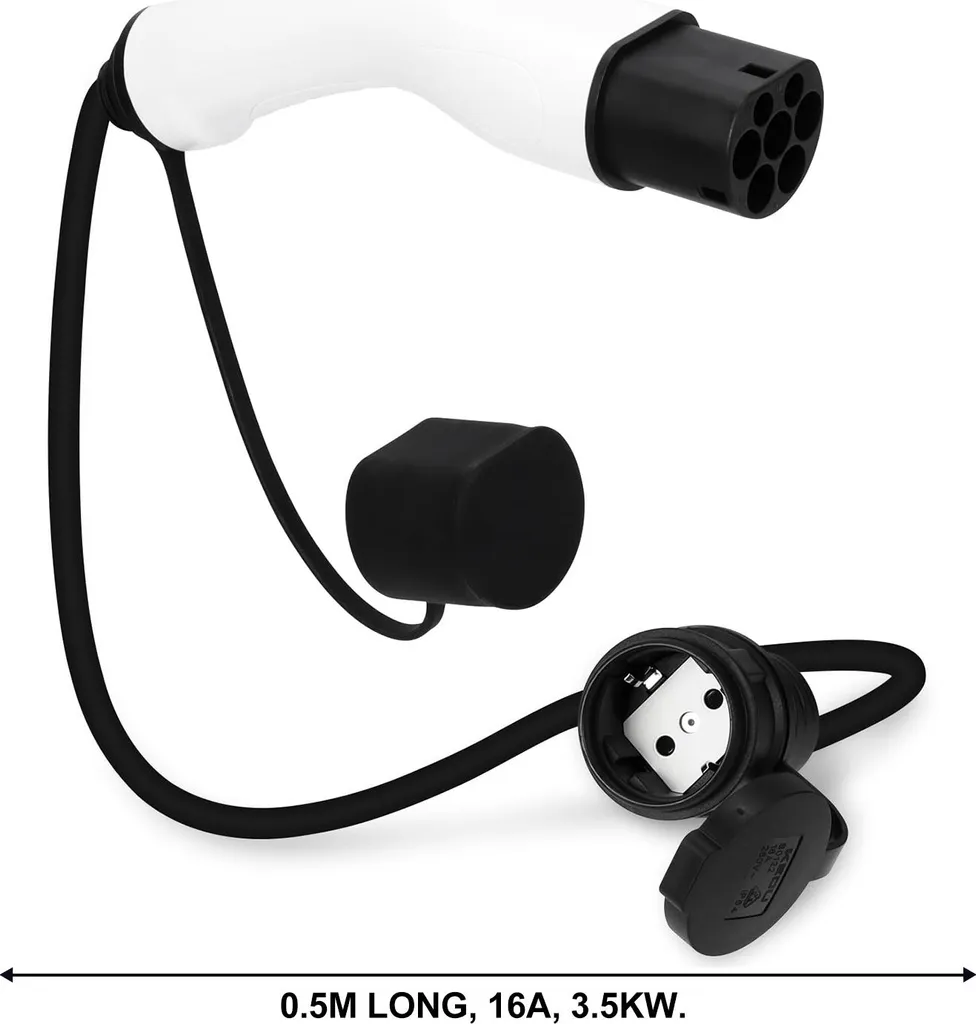 Adaptateur Type 2 vers Schuko 16A 250V pour recharge véhicule électrique