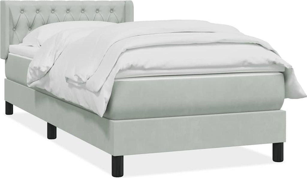 Boxspringbett mit Matratze Hellgrau 90x210 cm Samt