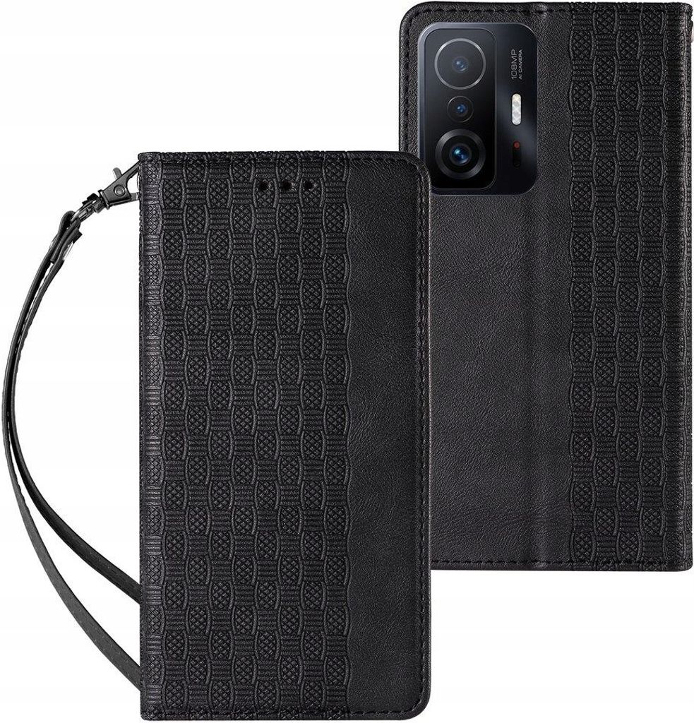 Xiaomi Redmi Note 11 Pro Magnetische Handyhülle - Klappbares Portemonnaie-Design mit Mini-Schlüsselanhänger - Schwarz
