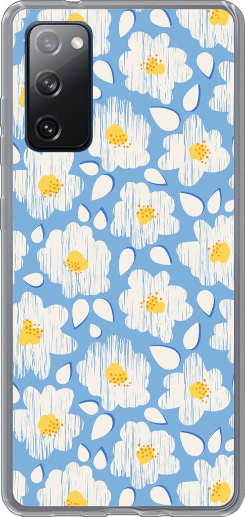 MuchoWow Handyhülle Schutzhülle Hülle für Telefoonhoesje Samsung Galaxy S20 FE Mädchen - Blumen - Blau - Muster - Mädchen - Kinder - Kinder...