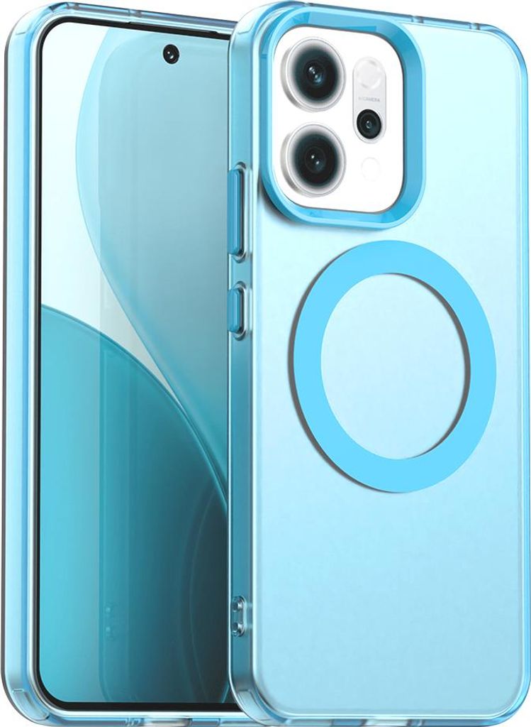 Magnetisch Hülle für Oppo Reno14 F, Schlank Durchscheinend Matt Stoßfest Handyhülle Blau