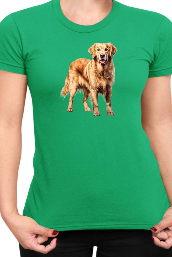 Damen T-Shirt Dogs Breeds Golden Retriever Dog Breed 007, Lady XS / Grün