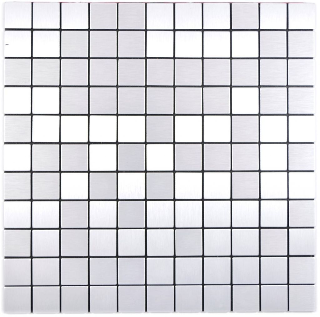 selbstklebende silber metall Mosaikmatte Quadrat Alu Fliesenspiegel Küchenrückwand MOS200-L5S