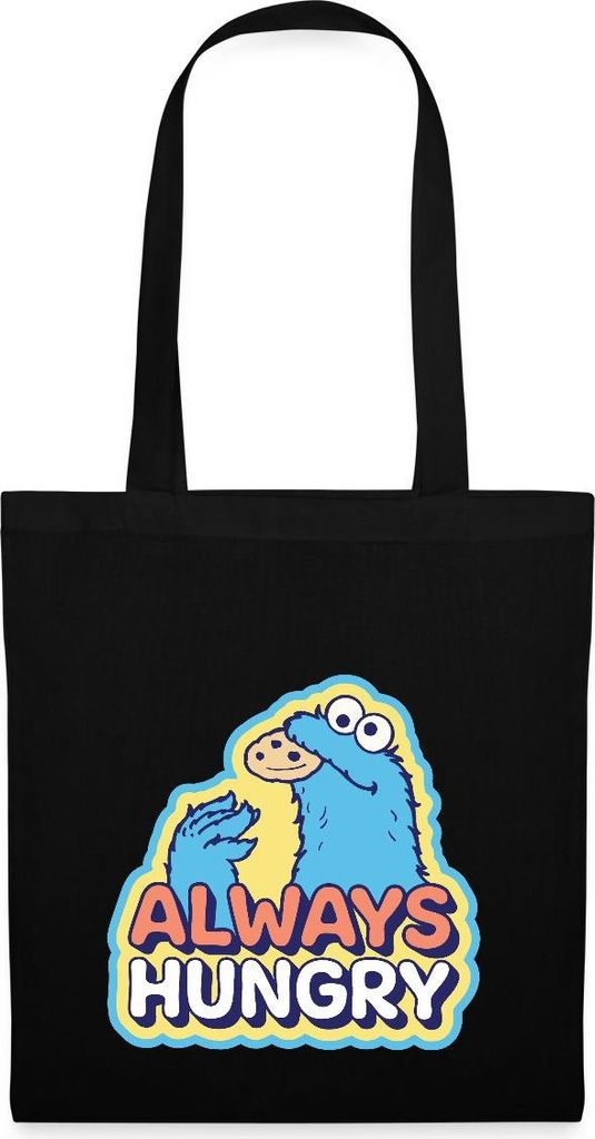 Spreadshirt Sesamstraße Krümelmonster Design Always Hungry Stoffbeutel, One size, Schwarz