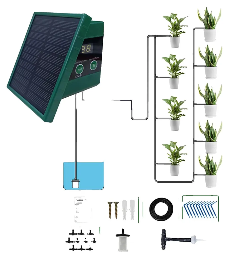 Arrosage automatique solaire goutte à goutte complet pour balcon et jardin