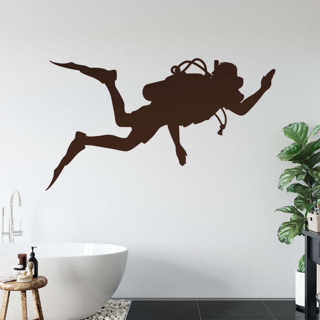 KIWISTAR Taucher mit Druckluftflasche Wandtattoo in 6 Größen - Wandaufkleber Wall Sticker - Dekoration, Küche, Wohnzimmer, Schlafzimmer, Badezimmer