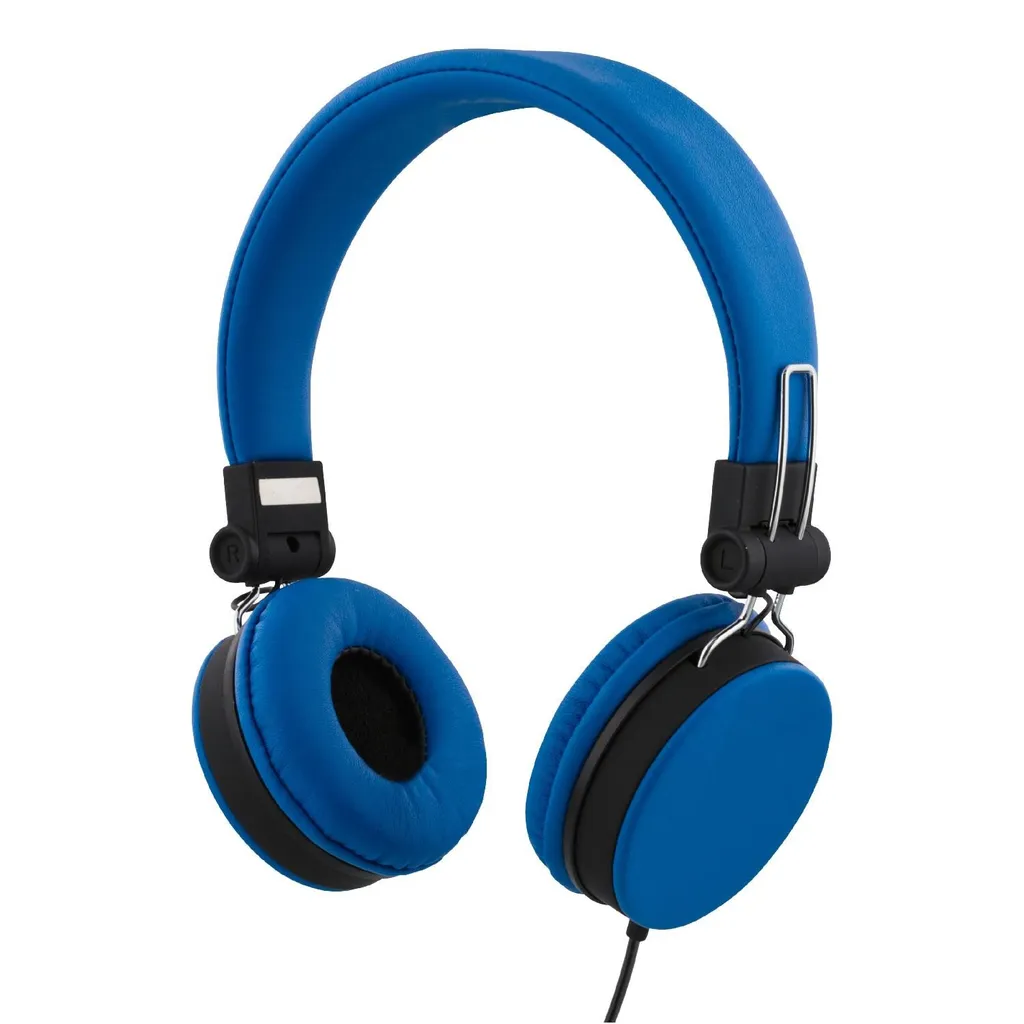 Casque audio supra-aural stéréo bleu pour musique et loisirs média