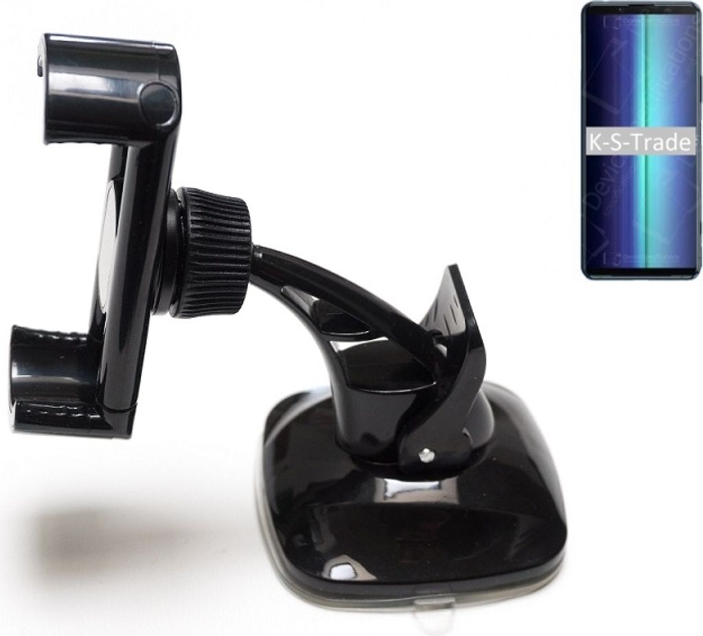 K-S-Trade kompakte Handy-Halterung Windschutzscheibe kompatibel mit Sony Xperia 8 Lite Armaturenbrett schwarz Autohalterung KFZ Halter