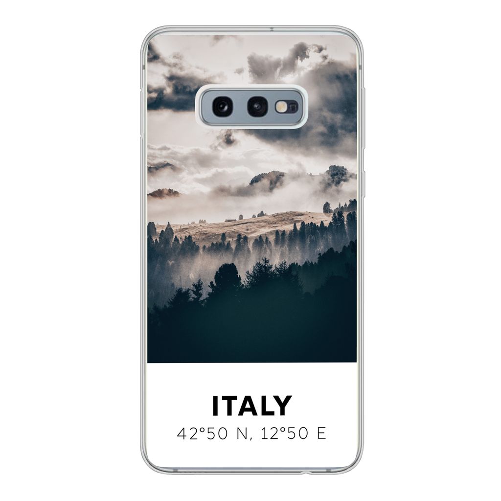MuchoWow Handyhülle Schutzhülle Hülle für Samsung Galaxy S10e Italien - Nebel - Wald - Baum Silikon Softcase Handy Hülle - Handy