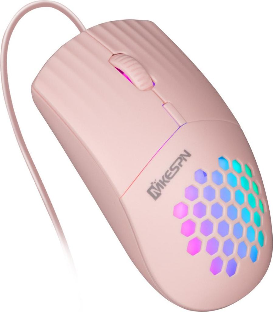 INF Optische Maus: ABS, 11cm, 6.5cm, 3.5cm, TYPE-C, RGB, für PC & Laptop Rosa