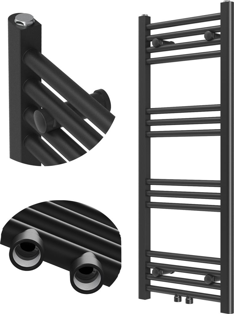 Granitan | Badheizkörper Raven - 100x40 cm - Schwarz - Modernes Design - Funktionalität und Eleganz