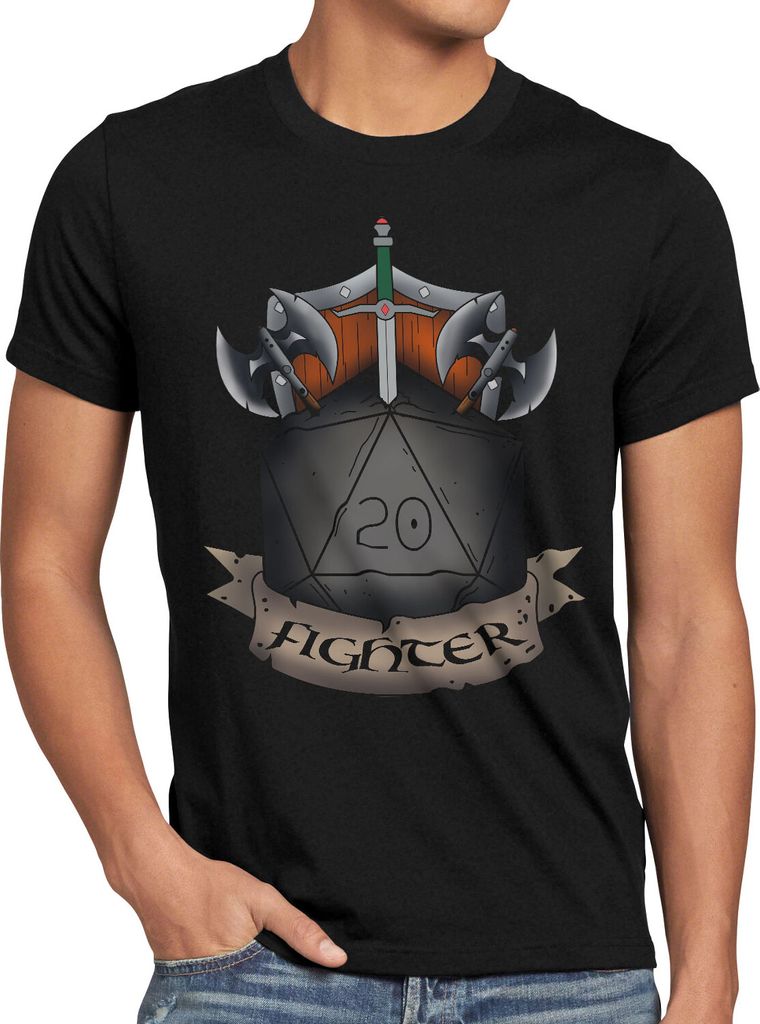 BaumwolleCloud Würfel Fighter Herren T-Shirt dungeon tabletop dragons d20