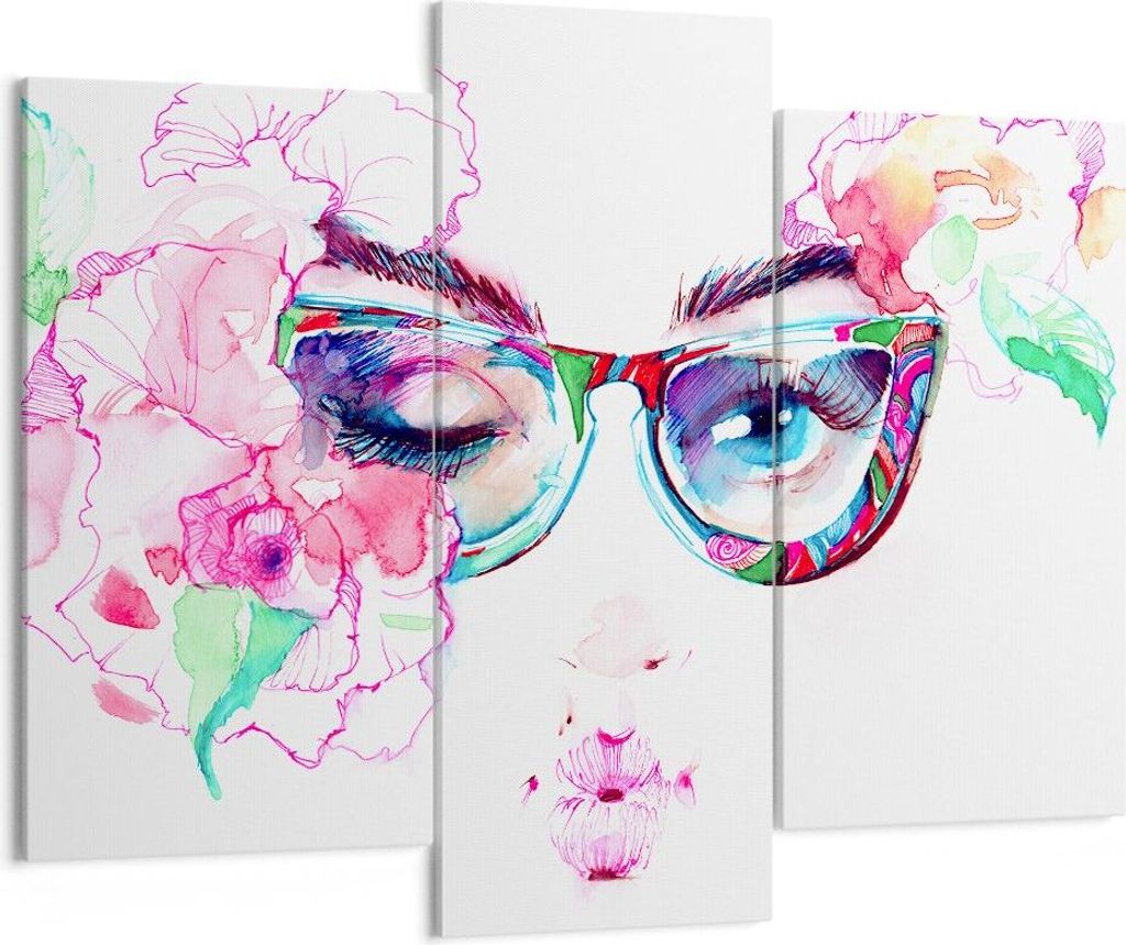 Bild auf Leinwand - Leinwandbild - Gläser Augapfel weiblich Farbe - 130x100cm - Wand Bild - Wanddeko - Leinwanddruck - Bilder - Kunstdruck - Leinw...