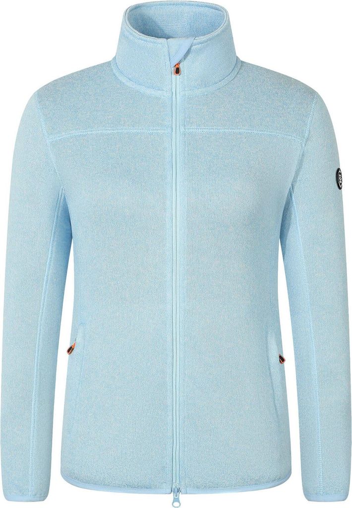 Blue Wave Damen Fleecejacke Nissa in Strickoptik mit Stehkragen - Fleece-Strickjacke mit Reißverschluss in Oceanblau Melange Größe 52