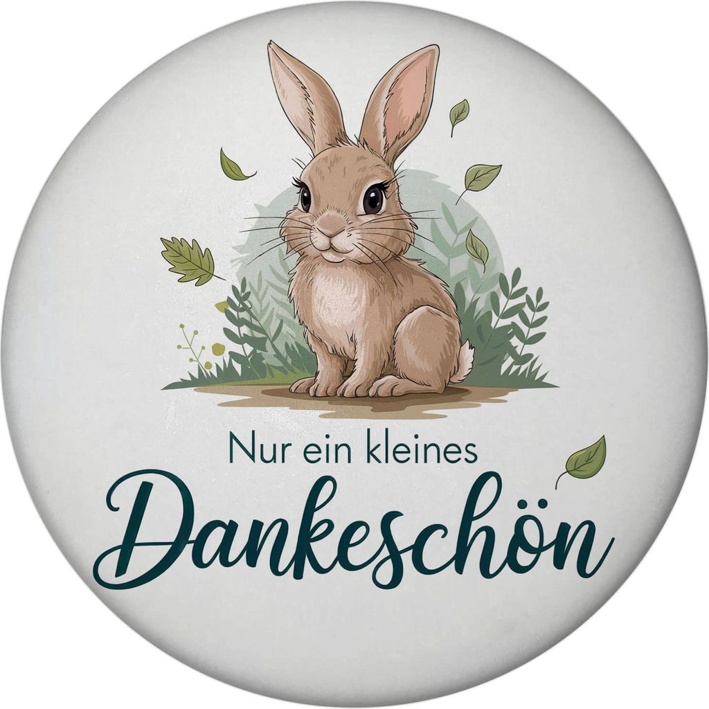 Liebenswertes Kaninchen Magnet mit Flaschenöffner rund - Kleines Dankeschön