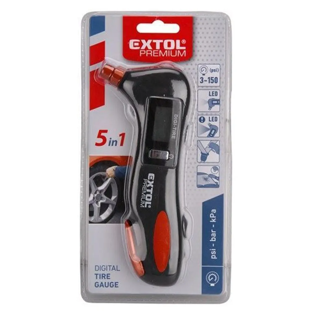 Manometro Digitale Pneumatici 5 in 1 EXTOL PREMIUM - Sicurezza Emergenza - 2
