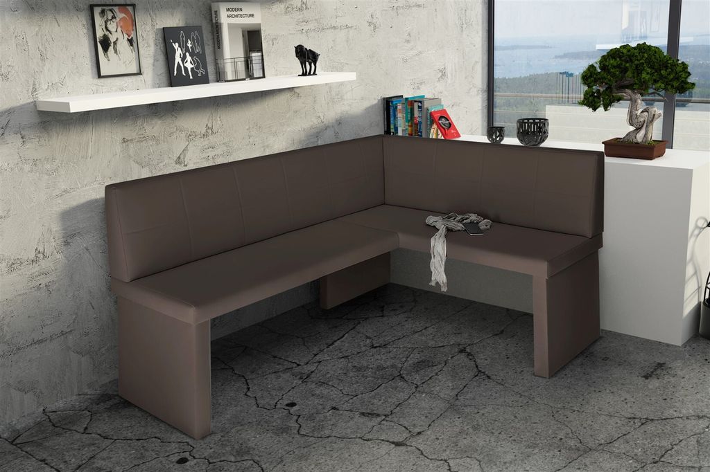 Eckbank Bank Küchenbank 196 x 142 cm -ROBIN XL L -Kunstleder Braun