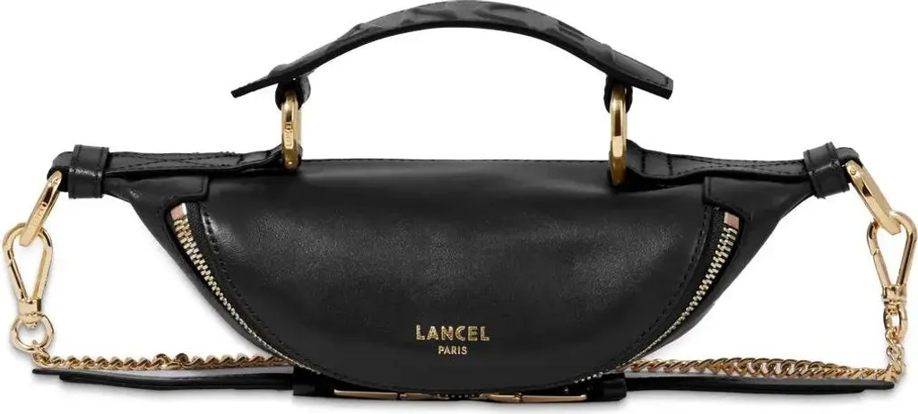 Lancel Sac Bandoulière Mini Origami Noir et Doré - Cuir de Luxe