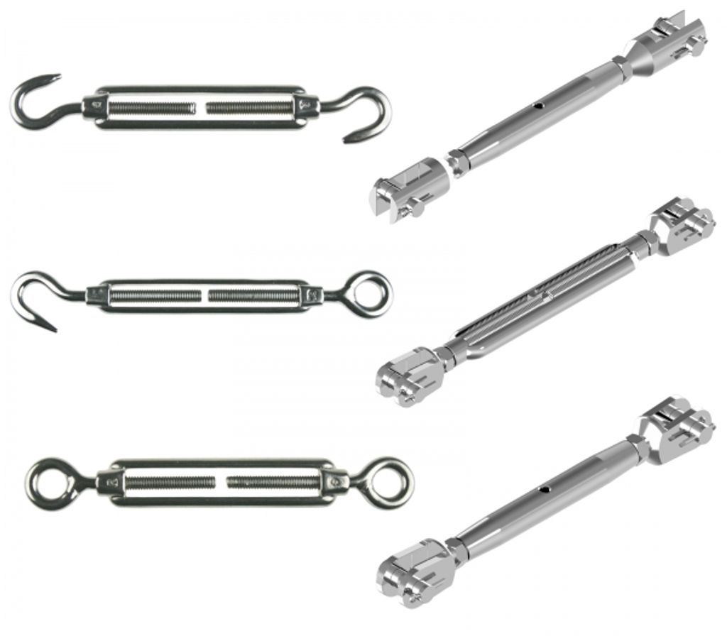 Wantenspanner Spannschloss Seilspanner Spannschraube Terminal Edelstahl A4 Größe - M12 Art - Gabel/Gabel/geschlossen/gedreht