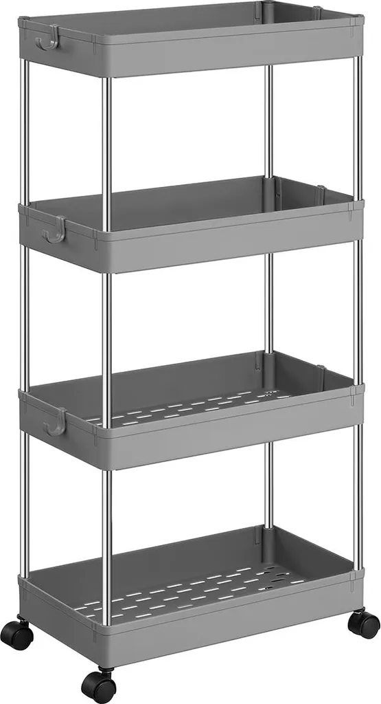 Trolley Salvaspazio Grigio 4 Ripiani: Design Moderno e Funzionale