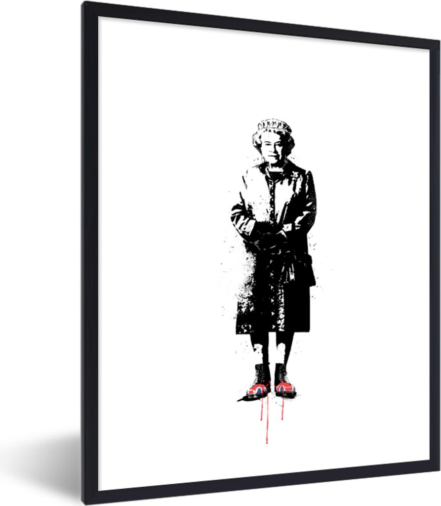 MuchoWow Gerahmtes Poster Frau - Schwarz - Weiß - England 30x40 cm - Poster mit Schwarzem Bilderrahmen Wandposter Rahmen Foto Bilder - Wanddeko ...