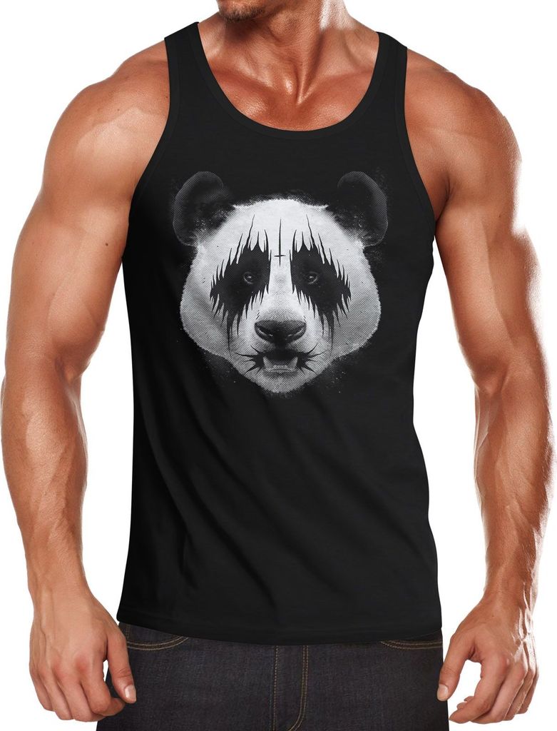 Black Metal Herren Tanktop Shirt Panda Heavy Rock Musik Fun-Shirt Moonworks schwarz M