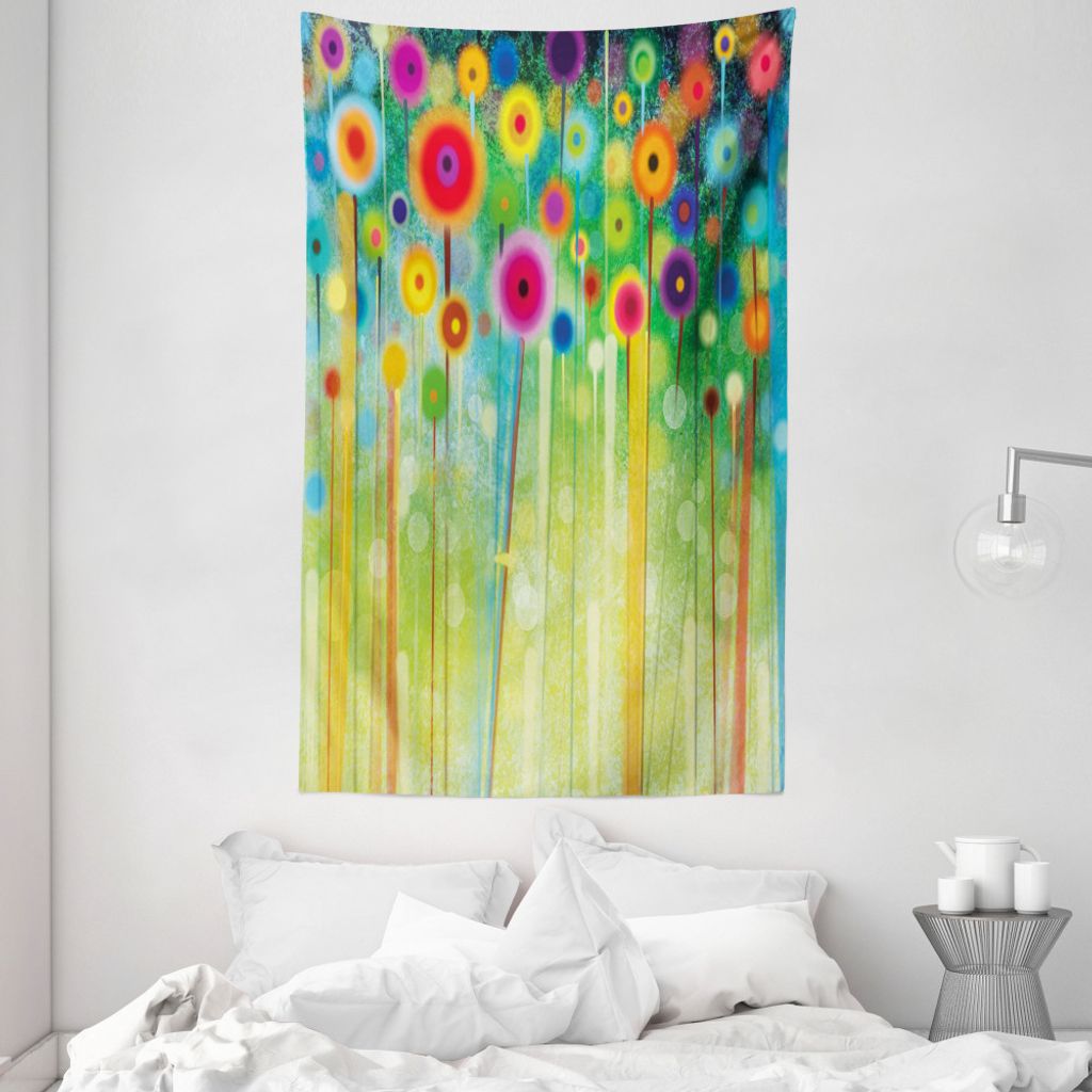 ABAKUHAUS Blumen Wandteppich und Tagesdecke, Abstrakte Kunst Löwenzahn aus Weiches Mikrofaser Stoff Waschbar ohne Verblassen Digitaldruck, 140 x 2...