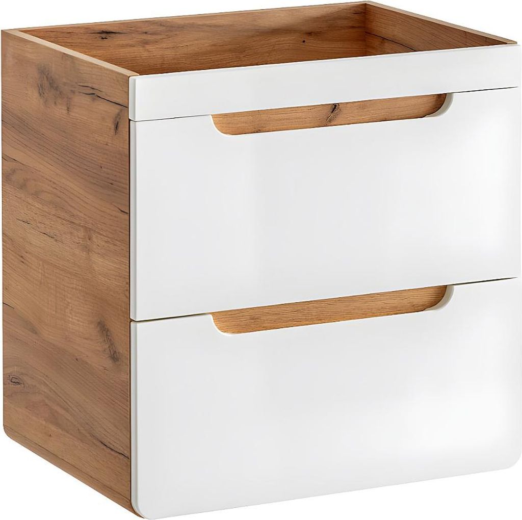 Hängender Waschtischunterschrank in Natur und Weiß – 60 cm – ARUBA