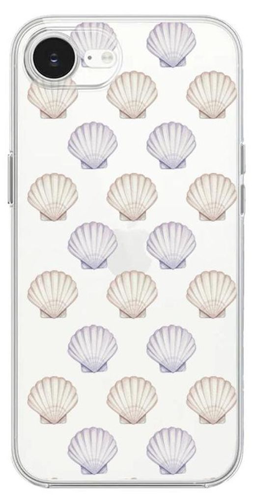 Flexible Hülle für das iPhone 16e, Kameraschutz, TPU Silikon transparent, Muscheln in Pastellfarben
