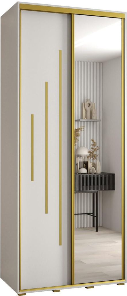MEBLE KRYSPOL Davos 13 Schrank, zwei Türen - 235,2x100x60 cm - Weiß Weiß Gold