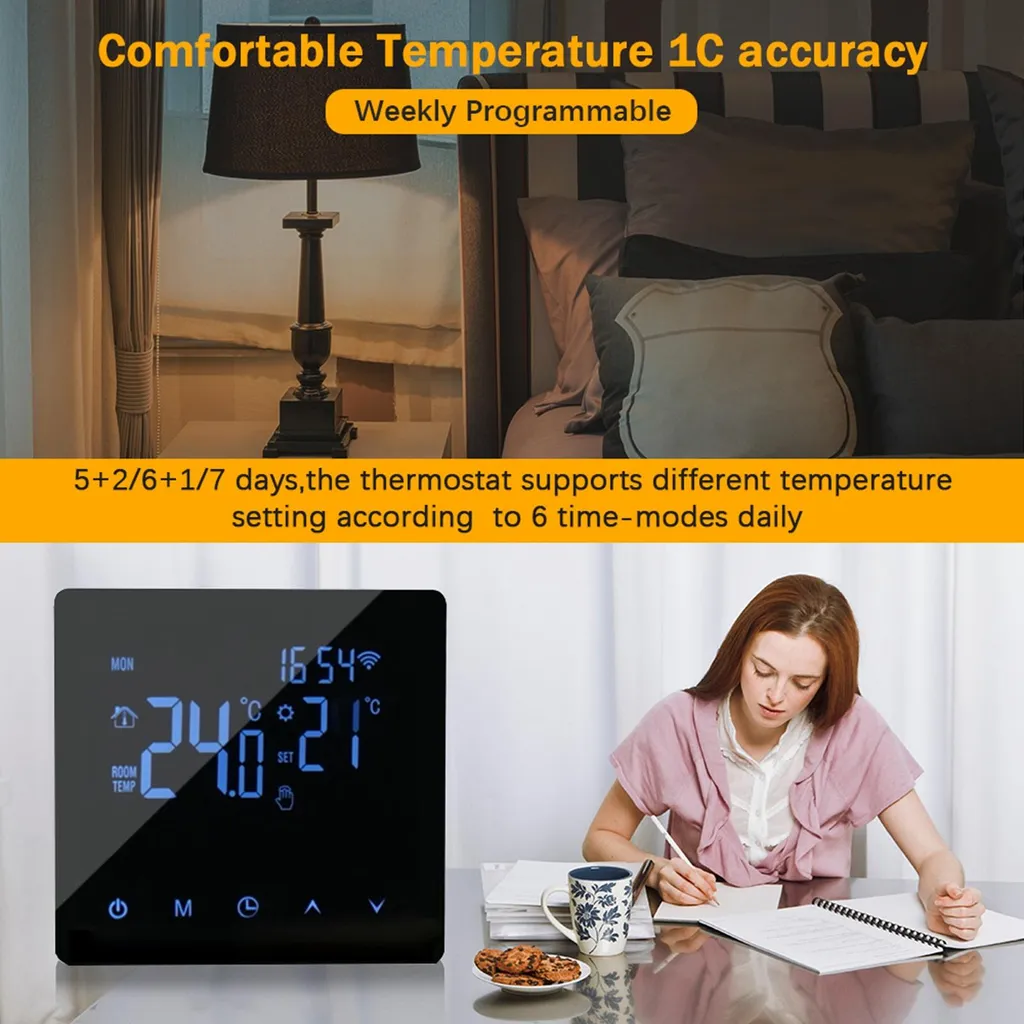 Thermostat de Sol Programmable WiFi - Régulateur de Chaleur Intelligent 16A - 3