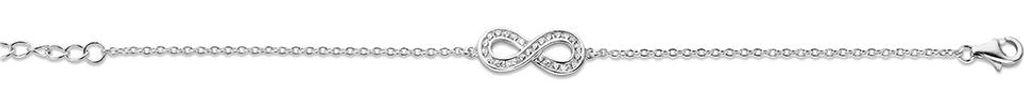 New Bling 9NB-0224 Zilveren armband met infinity - zirkonia - lengte 17 + 3 cm - zilverkleurig