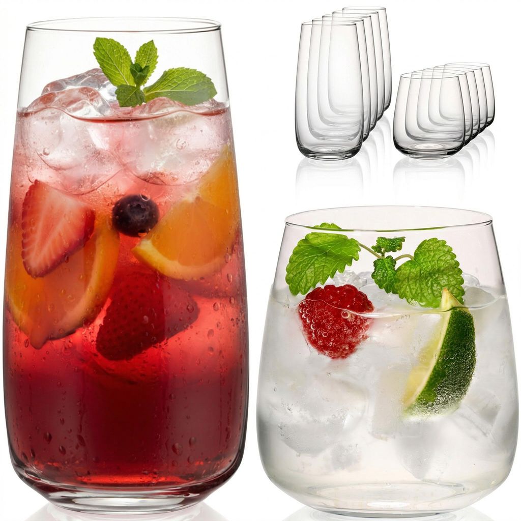 IMPERIAL glass eckige Trinkgläser Set 12er Wassergläser und Produktbild 