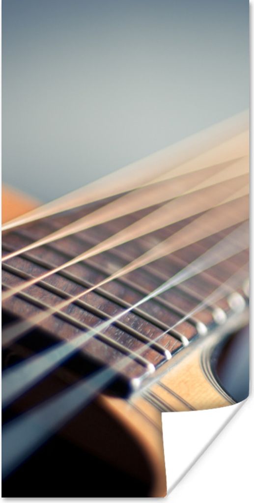 MuchoWow Poster Nahaufnahme der Saiten einer akustischen Gitarre 20x40 cm - Plakat - Foto