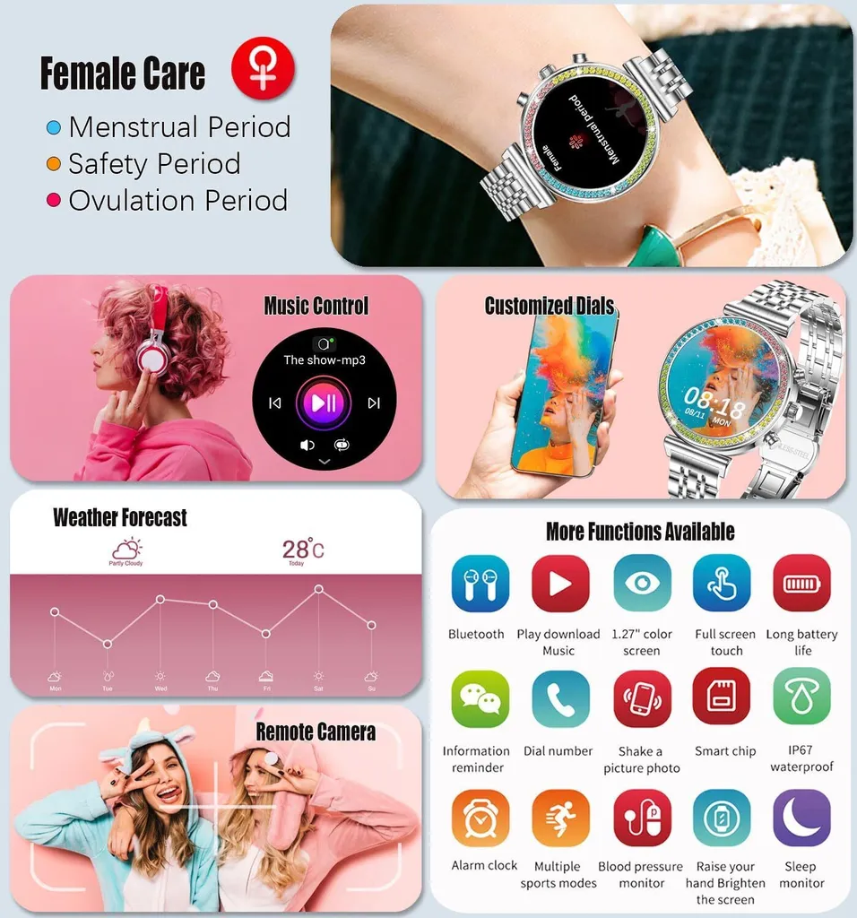 Smartwatch Sportivo Donna Impermeabile 1,25'' HD Chiamate Bluetooth - 7
