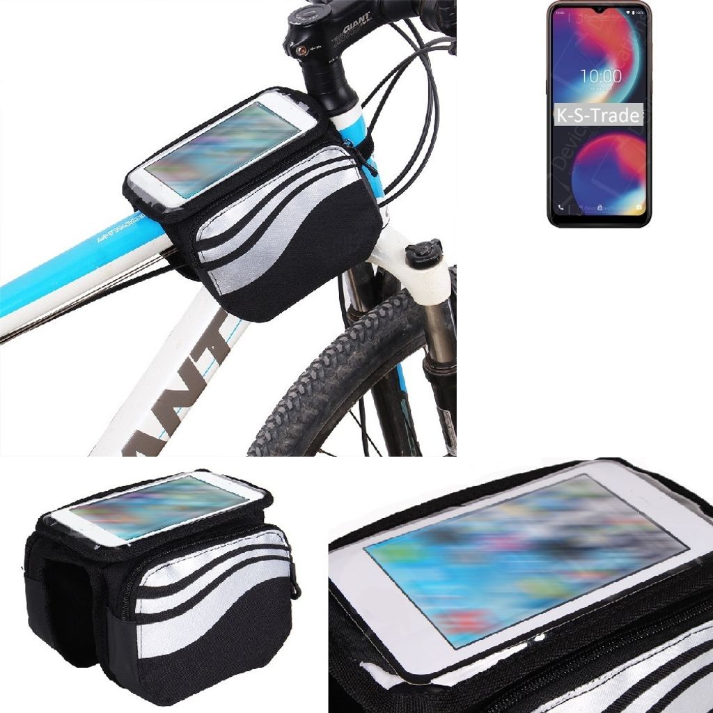 K-S-Trade Rahmentasche Fahrrad-Halterung kompatibel mit Wiko View 4 Rahmenhalterung Fahrrad Handyhalterung Fahrradtasche Handy Smartphone Halterung