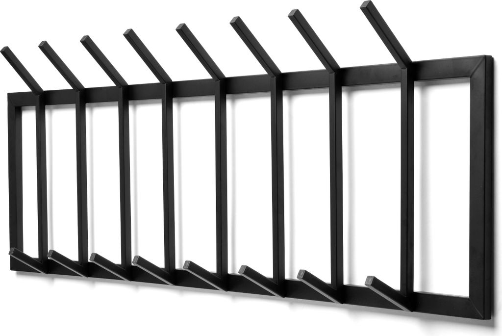 TOJ Living Wandgarderobe - 90CM - 16 Haken - Kleiderhaken Wand - Garderobenhaken - Hakenleiste Garderobe - Wandhaken - Modern - Edelstahl - Matt Sc...