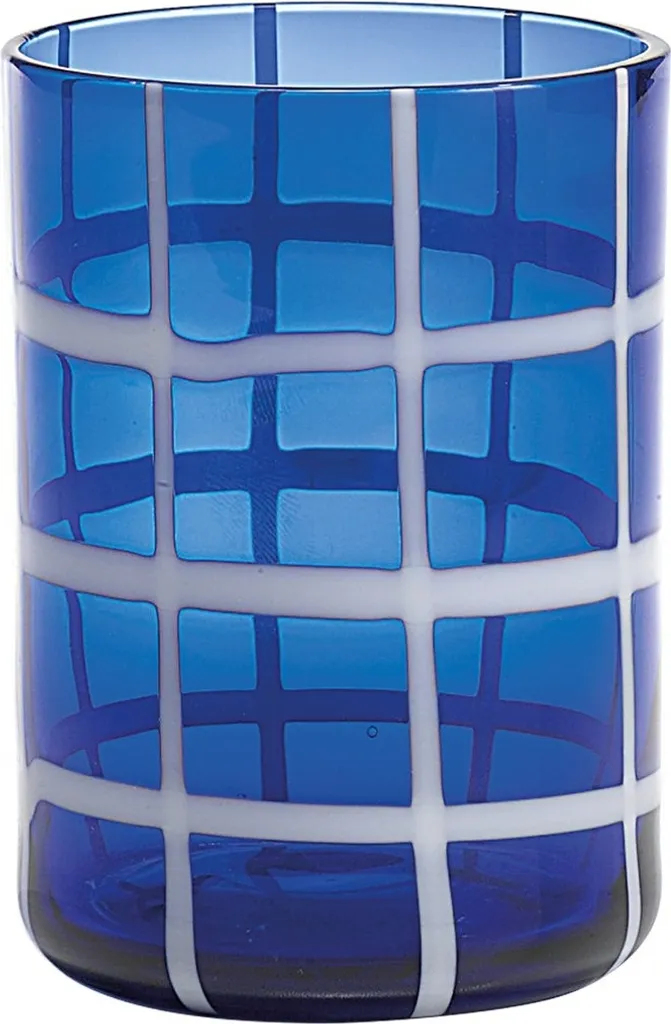 Zafferano Twiddle Blu: Set 6 Tumbler Artigianali con Filo Bianco 35cl