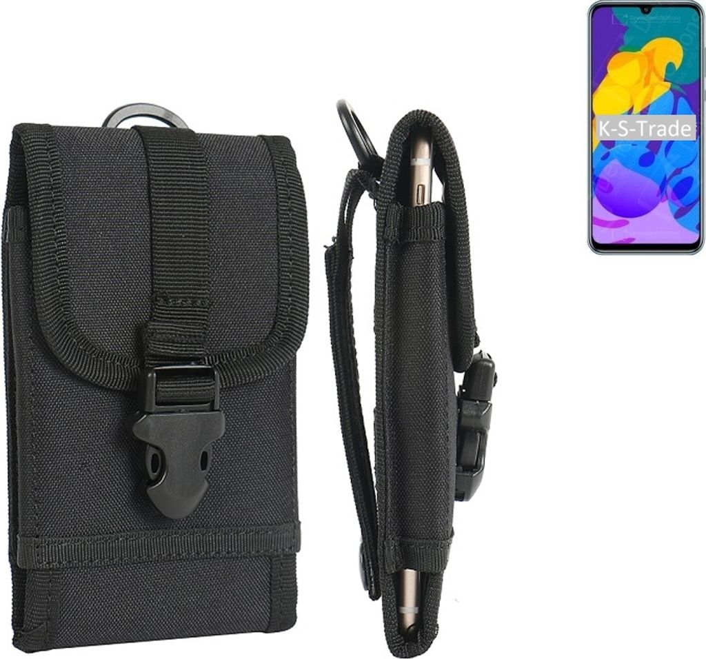 K-S-Trade Holster Handy Hülle kompatibel mit Huawei Honor Play 4T Pro Holster Handytasche Gürtel Tasche Schutz Hülle Robust Outdoor schwarz