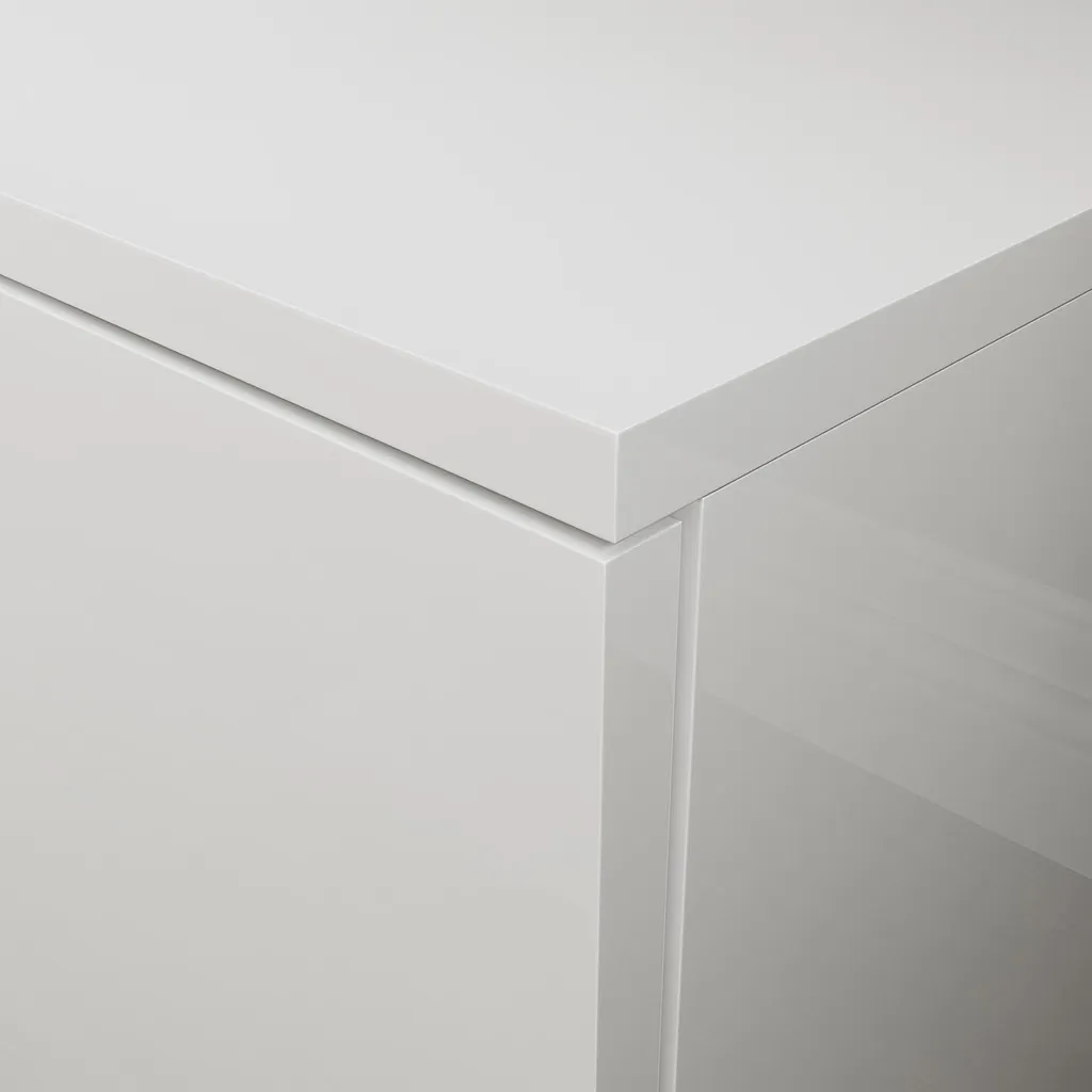 Meuble TV Suspendu Blanc Brillant LED SONNI 160 cm - Rangement Mural - 17