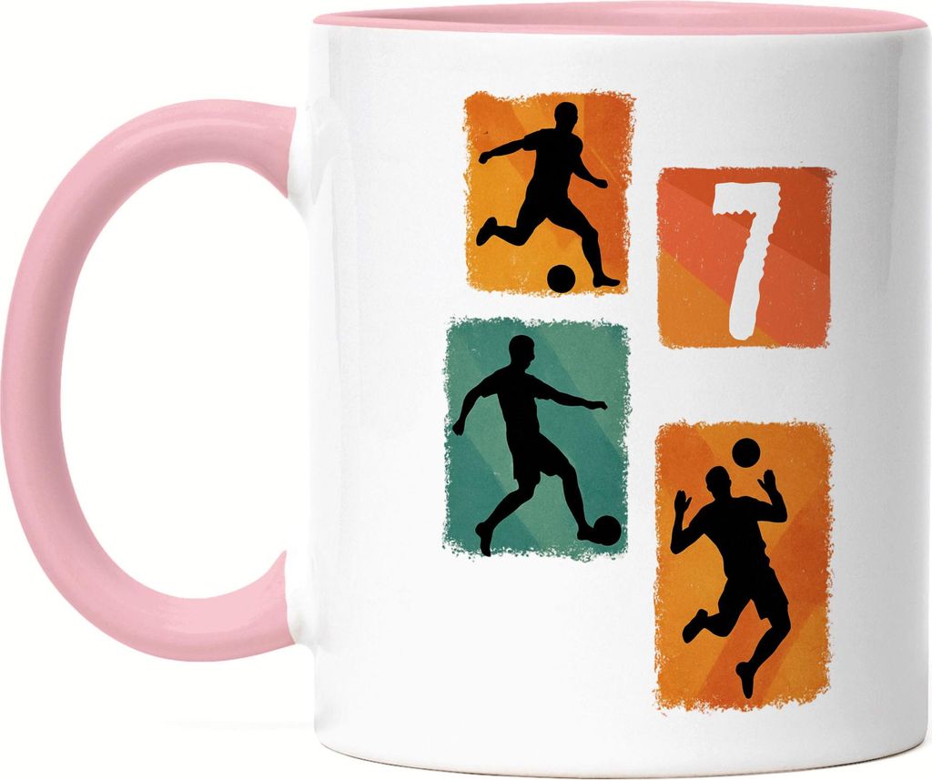 Fußball Tasse Rosa 7. Geburtstag Geschenk Kinder Jungen Mädchen