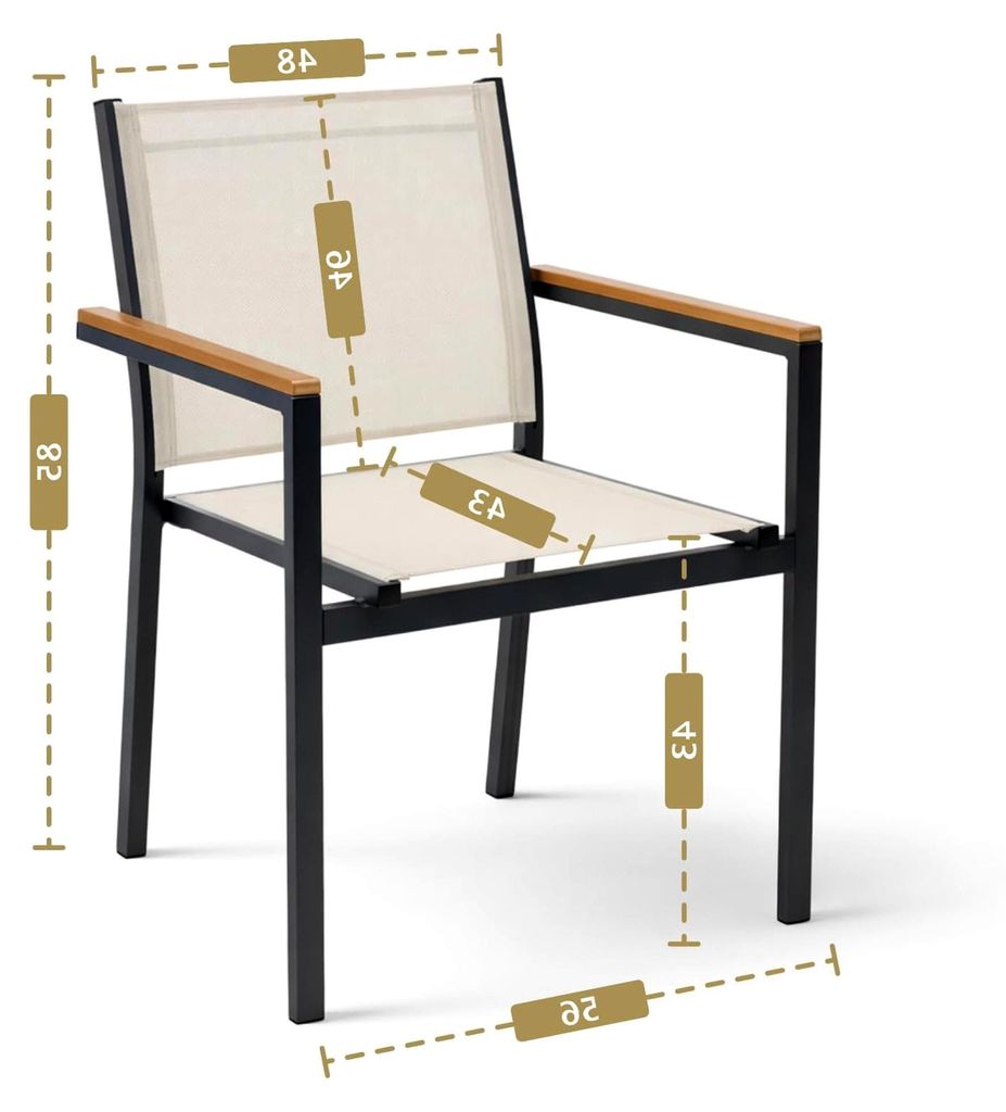 Gartenstuhl 2er Set Beige Aluminium Anthrazit 120 kg