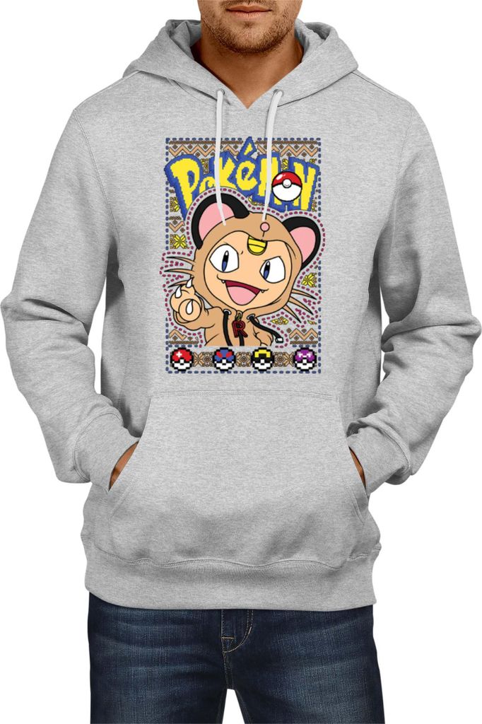 Herren Kapuzenpullover Japan Manga Anime Comics Pokemon 031, Man L / Grau