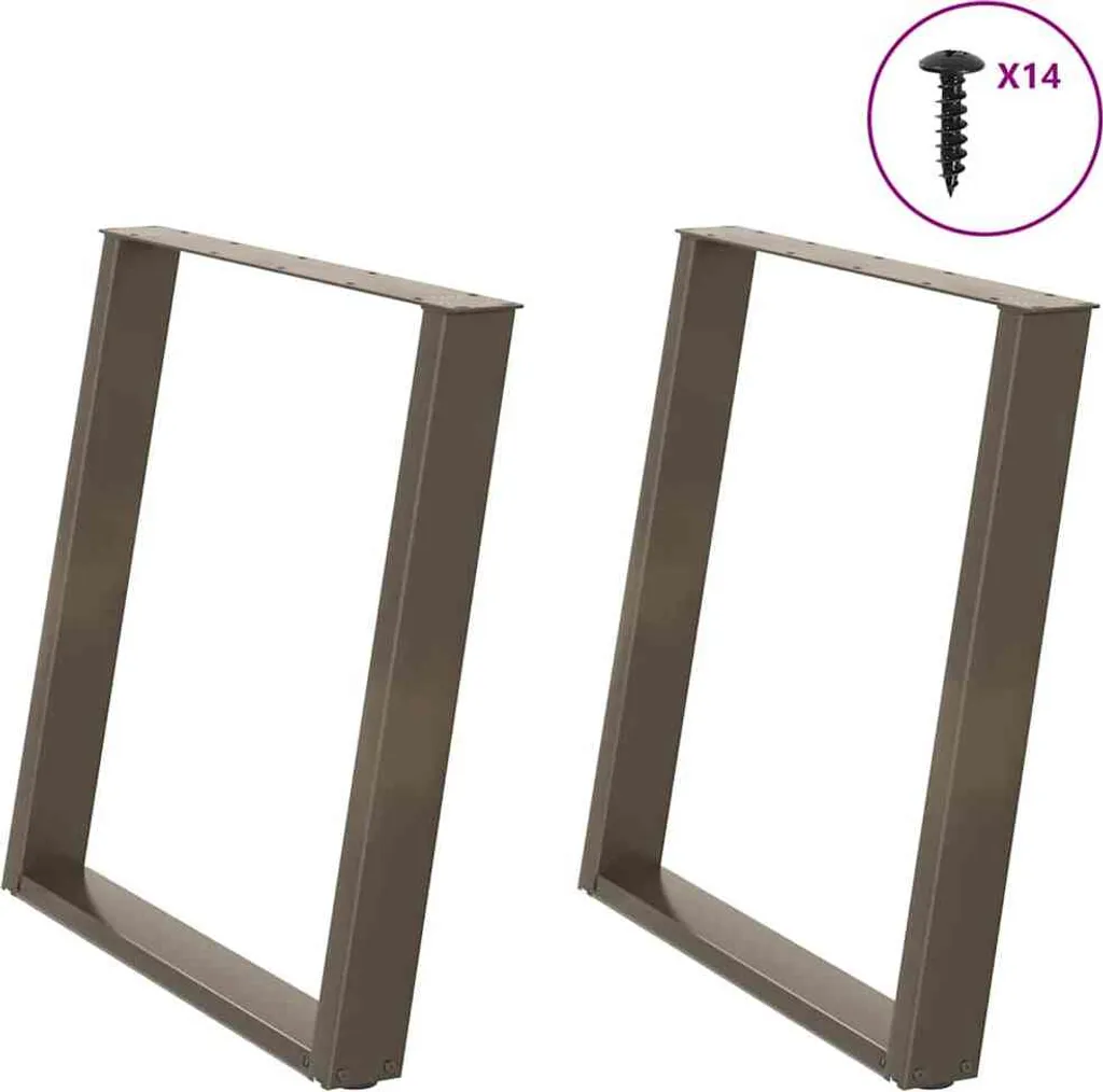 Gambe del tavolo da pranzo a U 2 pz. Acciaio naturale 80x(72-73) cm Acciaio