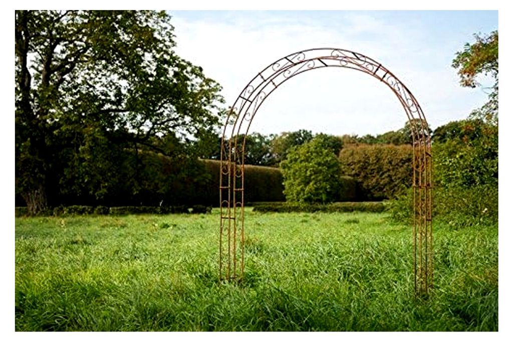 Breiter Rosenbogen aus 12 mm massivem Eisen – Breite: 180 cm, Roheisen/Rost